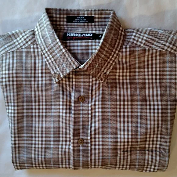 Kirkland Signature | Shirts | Kirkland Signature Noniron Mens Long Sleeve  Plaid Casual Dress Shirt Size Xl | Poshmark